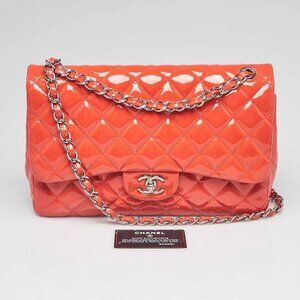 Chanel Pink Quilted Patent Leather Classic Jumbo Double Flap Bag